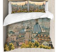 MJNLYDAO Con cuscino, reversibile, coperchio extra-large, con cerniera, fibre morbide materiale leggero,Città, vista di Roma da Castel Sant'Angelo Italia monumento storico del Vaticano,228x264cm