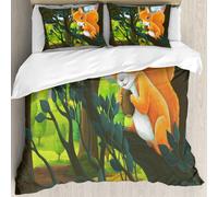 MJNLYDAO Con cuscino, reversibile, coperchio extra-large, con cerniera, fibre morbide materiale leggero,scena di cartone animato in un parco fuori città con scoiattolo sull'albero illu,228x264cm