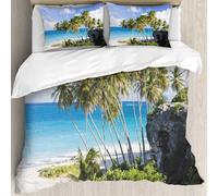 MJNLYDAO Con cuscino, reversibile, coperchio extra-large, con cerniera, fibre morbide materiale leggero,Decor Landscape, stampa di destinazione esotica con isola caraibica con palme e,228x264cm