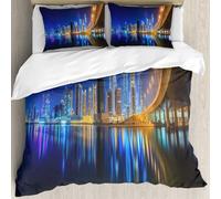 MJNLYDAO Con cuscino, reversibile, coperchio extra-large, con cerniera, fibre morbide materiale leggero,Vista panoramica della baia commerciale di Dubai, Emirati Arabi Uniti,228x264cm