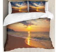 MJNLYDAO Con cuscino, reversibile, coperchio extra-large, con cerniera, fibre morbide materiale leggero,Nuvole sul mare Destinazione viaggio luna di miele Alba Alba,228x264cm