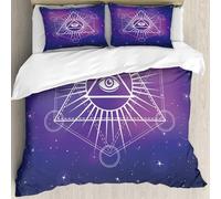 MJNLYDAO Con cuscino, reversibile, coperchio extra-large, con cerniera, fibre morbide materiale leggero,Occhio della Provvidenza. Occhio onniveggente all'interno di una piramide triang,228x264cm