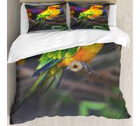 MJNLYDAO Con cuscino, reversibile, coperchio extra-large, con cerniera, fibre morbide materiale leggero,Coda di conuro Pappagallo appollaiato su un ramo di albero Animali Fauna selvati,228x264cm