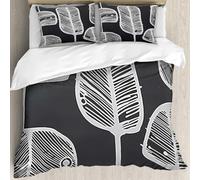 MJNLYDAO Con cuscino, reversibile, coperchio extra-large, con cerniera, fibre morbide materiale leggero,Motivo. Motivo di foglie in bianco e nero. Design per tessuti di carta e stampa,228x264cm