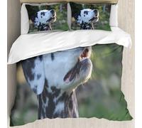 MJNLYDAO Con cuscino, reversibile, coperchio extra-large, con cerniera, fibre morbide materiale leggero,Cane dalmata con la faccia maculata che guarda in alto,228x264cm