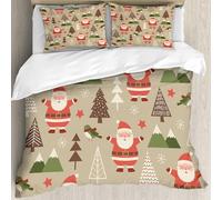 MJNLYDAO Con cuscino, reversibile, coperchio extra-large, con cerniera, fibre morbide materiale leggero,tico motivo con Babbo Natale e pino senza soluzione di continuità per le festivi,228x264cm