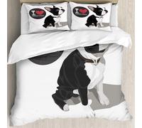 MJNLYDAO Con cuscino, reversibile, coperchio extra-large, con cerniera, fibre morbide materiale leggero,Boston Terrier Primo Piano Cane Domestico Boston Amore Texture Animali Domestici,228x264cm