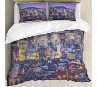 MJNLYDAO Con cuscino, reversibile, coperchio extra-large, con cerniera, fibre morbide materiale leggero,Skyline della città di Seul, Corea del Sud, al crepuscolo. (2),228x264cm