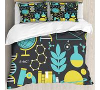 MJNLYDAO Con cuscino, reversibile, coperchio extra-large, con cerniera, fibre morbide materiale leggero,Lezione di scienze a tema Biologia Chimica e fisica Protoni Neutroni,228x264cm