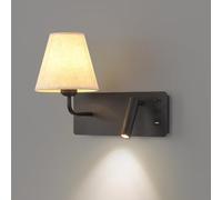 Mjsdjof Applique da comodino, applique da parete in metallo nero con paralume in tessuto, lampada da parete a candelabro E27, faretto LED orientabile - 3W - 3000K(Left)