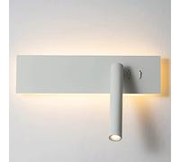 Mjsdjof Applique da parete a tubo lungo, lampada da lettura da comodino, faretto a LED piccolo moderno, applique da parete in metallo a strisce con funzione di regolazione della rotazione a 350°, lamp