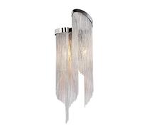 Mjsdjof Applique da Parete per Interni, Lampada da Parete a Catena in Alluminio con Nappe, Doppia Testa E14, Applique da Parete per Soggiorno, Camera da Letto, Studio, corridoio, Sezione Argento, Oro