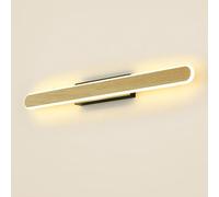Mjsdjof Applique da parete ultrasottile a striscia lunga, lampada da parete lineare in metallo con paralume in acrilico, luci for specchio da bagno, moderna applique da parete a LED 18W - 3000K(Wood)