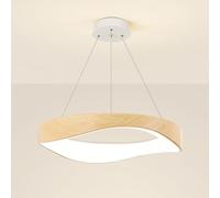 Mjsdjof Lampada a sospensione in metallo con venature del legno, lampadario circolare per camera da letto, luci a sospensione moderne a LED, lampada a sospensione per illuminazione decorativa per sala