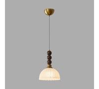 Mjsdjof Lampada a sospensione industriale retrò, lampada a sospensione in legno con paralume in vetro screpolato, lampade a sospensione for sala da pranzo, attacco E27