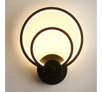 Mjsdjof Lampada da parete ad anello nero, lampada da parete moderna a LED, applique da parete rotonde in metallo con paralume in acrilico, lampade da parete per comodino per interni, applique semplici