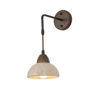 Mjsdjof Lampada da parete in travertino giallo, lampada da parete in legno con paralume in pietra naturale, applique da comodino, lampade da parete regolabili in altezza, attacco E27(Walnut)