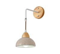 Mjsdjof Lampada da parete in travertino giallo, lampada da parete in legno con paralume in pietra naturale, applique da comodino, lampade da parete regolabili in altezza, attacco E27(Wood)