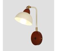 Mjsdjof Lampada da parete industriale retrò, applique da comodino in legno con paralume in metallo, lampade da parete regolabili a 180°, apparecchio di illuminazione E27(Walnut)