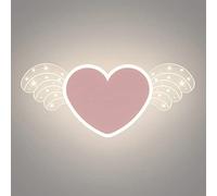 Mjsdjof Lampada da parete per camera dei bambini con finitura rosa, moderna applique da comodino a LED da 12 W, applique da parete a forma di amore in metallo creativo con paralume in acrilico, sempli