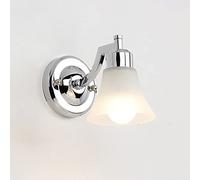 Mjsdjof Luce frontale per specchio da bagno, applique da parete in acciaio inossidabile cromato con paralume in vetro opaco, lampada da parete moderna a LED, applique per illuminazione cosmetica, lamp