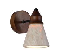 Mjsdjof Mini applique da parete in travertino giallo, applique in legno di noce con paralume in pietra, lampada da parete for illuminazione da comodino (E27)