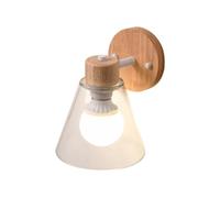 Mjsdjof Mini lampada da parete da comodino, lampada da parete in legno con paralume in vetro, applique da parete regolabile in altezza, apparecchio di illuminazione E27