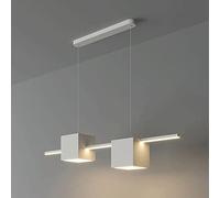 Mjsdjof Moderna lampada a sospensione a LED, lampada a sospensione lineare in metallo con decorazione quadrata, lampade a sospensione bianche per sala da pranzo, lampadari semplici a barra lunga per i