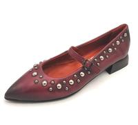 Mjus T98108 ballerina a punta cinturino pelle bordeaux borchie tacco quadro 2cm