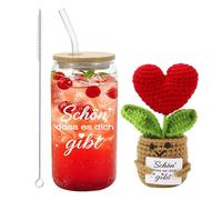 Mjuthy Set regalo per la migliore amica, bicchiere personalizzato, pianta a forma di cuore, ideale come regalo di compleanno per donne, sorelle e amicizia