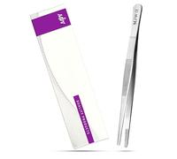 MJW Pinzetta da Cucina - Pinzetta Smussata in Acciaio Inossidabile da 14 cm per Chef, con Punta Seghettata per Guarnire Piatti, Cuocere al Forno e Grigliare