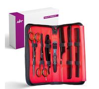 MJWSet diForbici per TaglioCapelli-Cesoie per Sfoltire e Tagliare i Capelli con set di Pettini per Capelli da 3 pz,Fermaglio per Capelli e Rasoio per la gola,NeroSalone Kit da Barbiereper UominieDonne