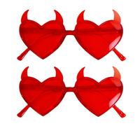 Mjzzh Set 2 Occhiali Party Cuore Diavolo, Occhiali Deco Halloween, Accessorio Cosplay