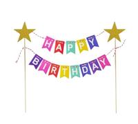 Mjzzh Set di bandierine decorative per torta di compleanno, decorazioni per torta arcobaleno, decorazioni colorate per torta, decorazioni per feste di compleanno per bambini.