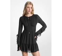 MK Abito a manica lunga in georgette con volant - Nero - Michael Kors XS