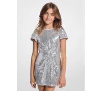 MK Abito a maniche corte con paillettes e nodo frontale - Argento - Michael Kors 5Y