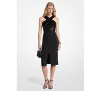 MK Abito allacciato al collo in crêpe con paillettes - Nero - Michael Kors L