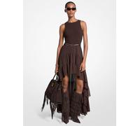 MK Abito asimmetrico in georgette con arricciature - Marrone - Michael Kors M
