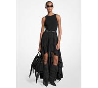 MK Abito asimmetrico in georgette con arricciature - Nero - Michael Kors S