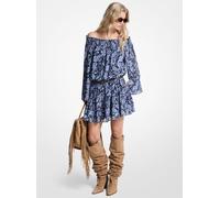 MK Abito con spalle scoperte in georgette con motivo paisley - Blu - Michael Kors XXL