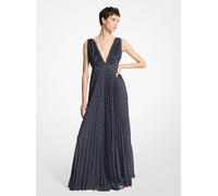 MK Abito da sera in georgette a pois con pieghe - Blu - Michael Kors IT 46