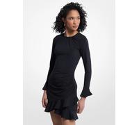 MK Abito in jersey stretch opaco con volant - Nero - Michael Kors M