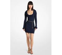 MK Abito in maglia stretch con cintura e volant - Blu - Michael Kors M