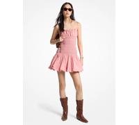 MK Abito in popeline di cotone con punto smock e gonna a palloncino - Rosa - Michael Kors XS