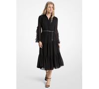 MK Abito longuette in georgette con volant - Nero - Michael Kors S