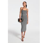 MK Abito longuette in misto viscosa stretch a righe - Nero - Michael Kors L