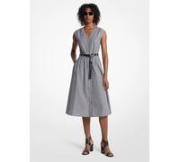 MK Abito longuette in popeline di cotone a righe con cintura - Nero - Michael Kors XL