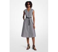 MK Abito longuette in popeline di cotone a righe con cintura - Nero - Michael Kors XS