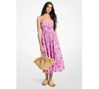 MK Abito longuette in popeline di cotone con stampa floreale - Rosa - Michael Kors L