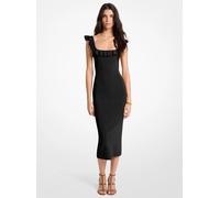 MK Abito longuette in viscosa stretch con volant - Nero - Michael Kors XL
